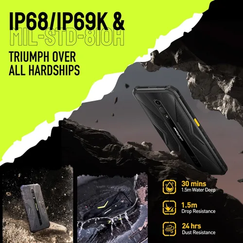 Miniatura 3 de Ulefone Armor X12 Pro - Teléfono inteligente resistente, teléfonos impermeables desbloqueados, Octa-core Android 15, 8 GB+64 GB, Dual SIM Global 4G