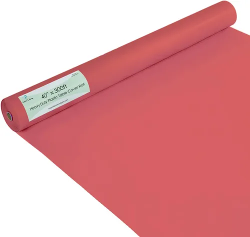 Miniatura 22 de Rollo de plástico para cubierta de mesa color verde manzana, 40 pulgadas x 100 pies, rollo de plástico resistente para cubierta de mesa de banquetes