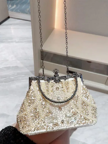 Miniatura 5 de AIJUN Bolso de noche con lentejuelas y cuentas vintage con purpurina para mujer, fiesta de los años 20, graduación, boda, cóctel