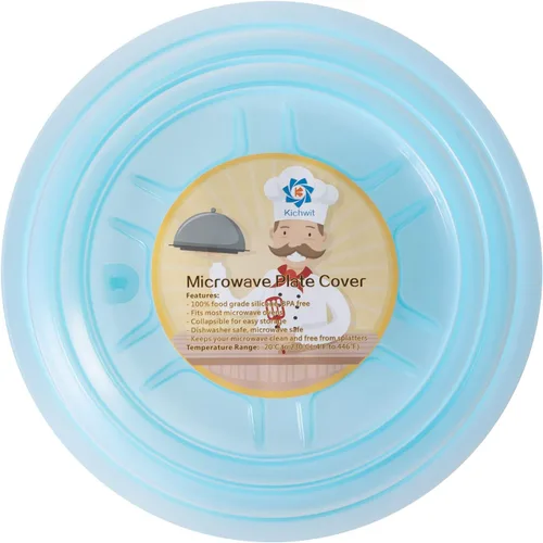 Miniatura 8 de Kichwit Cubierta plegable de silicona para placa de microondas, protector de salpicaduras, apto para lavavajillas y libre de BPA, 11 pulgadas, azul