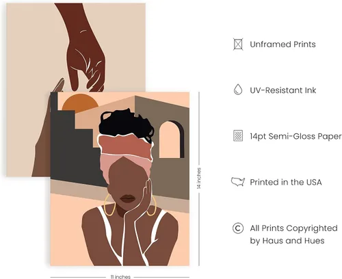 Miniatura 2 de HAUS AND HUES Arte de pared de mujer negra, juego de 6 impresiones mágicas de niña negra, arte de color para mujeres, decoración de pared inspirada
