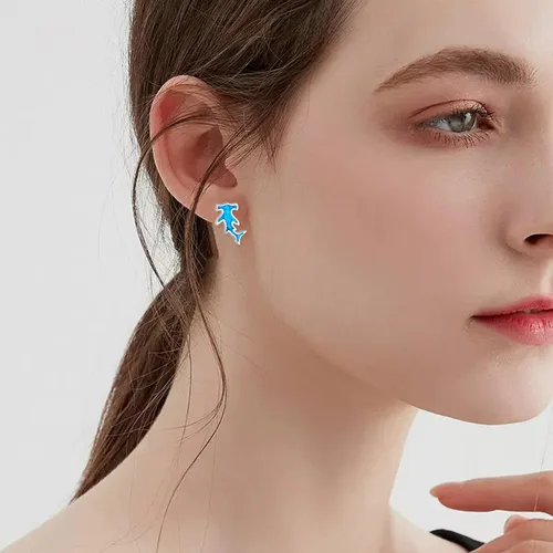 Miniatura 6 de Aretes de tiburóntortuga marinaballena asesinamantarraya para mujer, aretes de plata de ley 925 con diseño de océano, bonitos regalos de joyería
