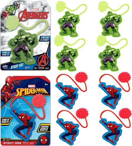 Miniatura 8 de JA-RU Marvel Spiderman & Hulk - Juguetes elásticos a presión para manos adhesivas (paquete de Spiderman) Superhéroes para manos elásticas