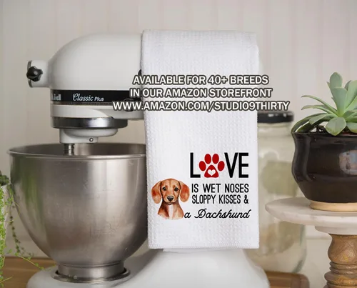 Miniatura 2 de Toalla de cocina English Cream Golden Retriever - Toalla de cocina divertida con texto en inglés "Love is Wet Noses", bonito regalo para amantes