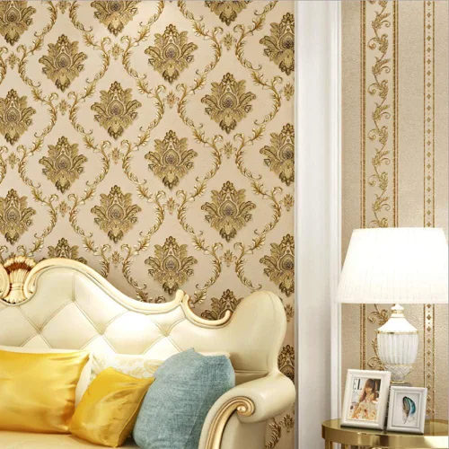 Miniatura 5 de DAWEI 3D tridimensional cóncavo-convexo tallado europeo flor alivio damasco PVC papel tapiz versión AB estudio dormitorio sala comedor TV fondo 1.73