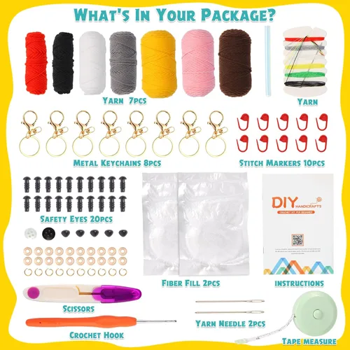 Miniatura 2 de GOZATO Kit de ganchillo para principiantes, kit de animales de ganchillo con tutoriales en video paso a paso, kit de ganchillo fácil