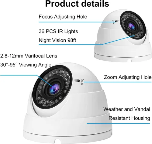 Miniatura 5 de Anpviz Cámara CCTV analógica 1080P HD 4 en 1 (TVI/AHD/CVI/960H CVBS), cámara analógica de enfoque manual/zoom 4X lente varifocal de 0.110-0.472 in