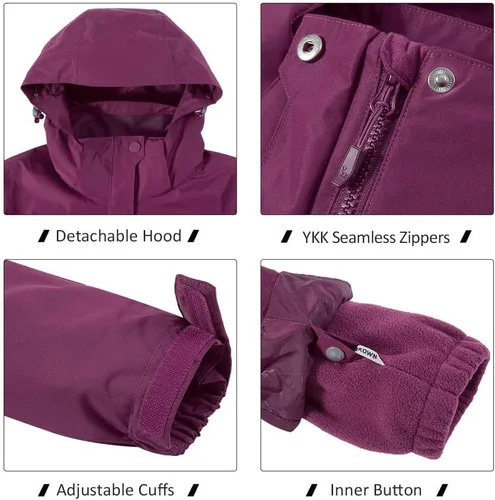 Miniatura 35 de CAMEL CROWN Chaqueta de esquí impermeable 3 en 1 para mujer, abrigo de invierno rompevientos, chaquetas de snowboard para lluvia, nieve, senderismo