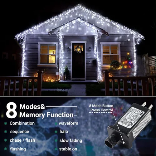 Miniatura 4 de Quntis Luces de Navidad en cadena de racimo de 1000 LED de 82 pies – 8 modos de luces de árbol de Navidad – Luces de Navidad impermeables