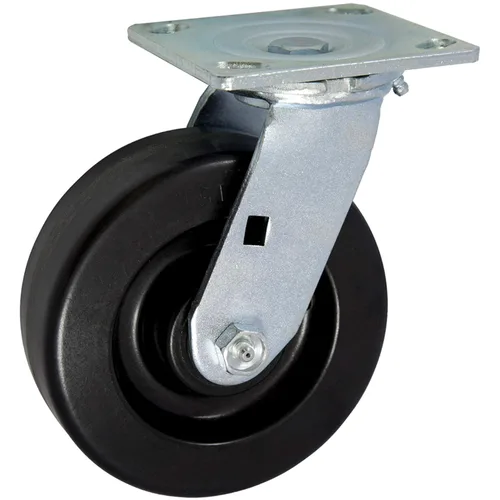 Miniatura 2 de ICON Ruedas giratorias PHN de 6 x 2 pulgadas, ruedas industriales resistentes, placa superior de 4 x 4.5 pulgadas, negro, 2 ruedas rígidas 2
