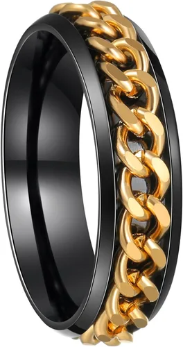 Miniatura 8 de Anillos giratorios para la ansiedad para hombre, anillos clásicos de cadena para mujeres y adultos, anillo de acero de titanio