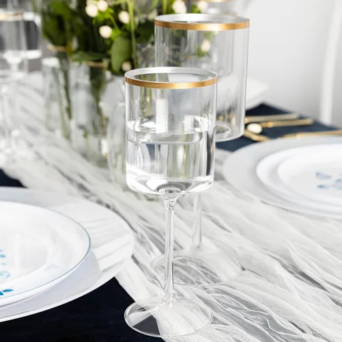 Miniatura 18 de PLASTICPRO Paquete de 10 copas de vino de plástico de 14 onzas, dos tonos, elegantes, desechables, con tallo, reutilizables, de plástico duro
