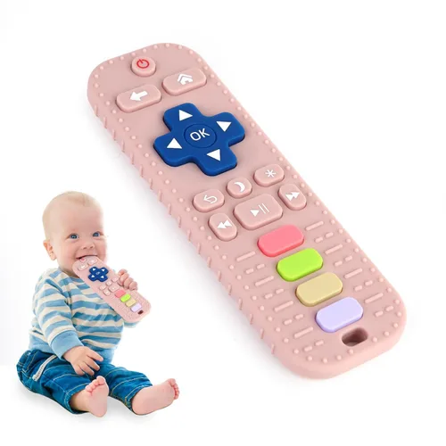 Miniatura 13 de Hooku Paquete de 2 mordedores de silicona para bebés de 0 a 6 meses, juguetes de dentición para bebés de 6 a 12 meses, juguete de control remoto