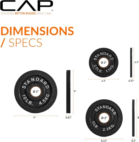 Miniatura 4 de CAP Barbell 2-Inch Olympic Cast Iron Plate Weight Set 75-285 lbs Multiple Options