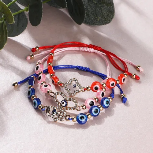 Miniatura 5 de Tacobear 12Pcs Evil Eye Bracelets Women Teen Girl Jewelry Gift Bulk Adjustable String Crystal Alloy Butterfly Heart Tortoise Handmade Braided