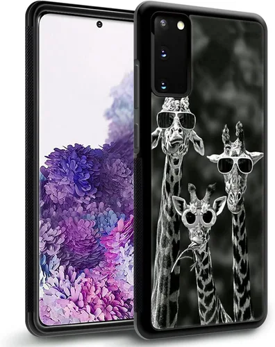 Miniatura 2 de CARLOCA Funda compatible con Samsung Galaxy S20, familia de jirafas divertidas en blanco y negro, para niñas y mujeres, diseño gráfico de moda, a