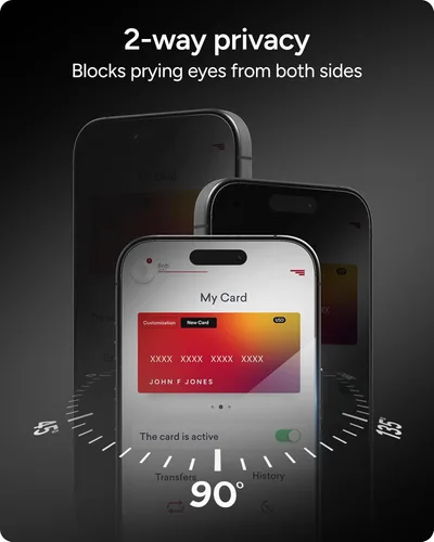 Miniatura 4 de ZAGG Glass Elite - Protector de pantalla de privacidad para iPhone 16 Pro - Filtro de privacidad de 2 vías, vidrio templado ultra resistente, 5