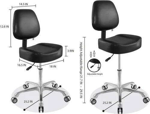 Miniatura 2 de Silla elevadora, taburete rodante, silla de dibujo con respaldo, taburete de dibujo, asiento giratorio, ruedas giratorias para estudio, oficina