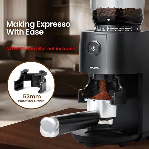 Miniatura 6 de Molinillo de café, molinillo de café eléctrico con rebabas cónicas, molinillo de granos de café eléctrico con 38 ajustes de molienda para expreso