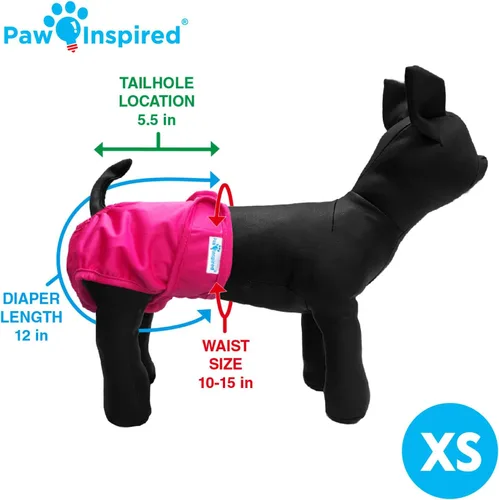 Miniatura 2 de Paw Inspired Pañales lavables para perros (paquete de 3) Pañales de tela reutilizables para perras pequeñas, medianas y grandes