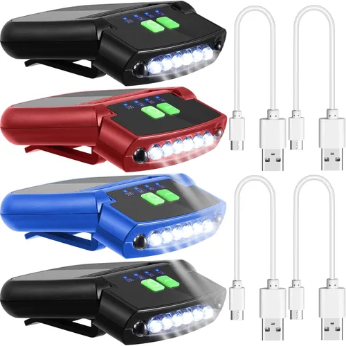 Miniatura 19 de Mudder Linterna LED con clip para gorra USB recargable, linterna impermeable ultra brillante para sombrero, linterna de cabeza para pesca