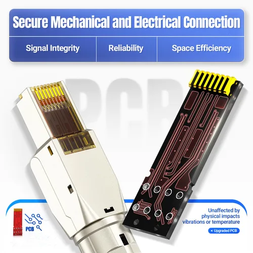 Miniatura 4 de AMPCOM STP CAT8 RJ45 Conector de aleación de zinc sin herramientas Ethernet Terminación de campo Enchufe modular -6