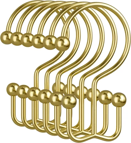 Miniatura 15 de Amazer Ganchos para cortina de ducha, anillos de cortina de ducha dobles de metal resistentes al óxido para ganchos de ducha enrollables, 12 anillos