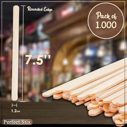 Miniatura 2 de Perfect Stix FS204 vara mezcladora de madera para café, 7 1/2" de largo, 1000