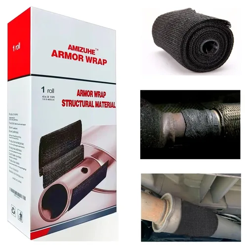 Kit de reparación de fibra de vidrio para tubo de escape automotriz, envoltura de reparación 4" X 15 pies (1 rollo)