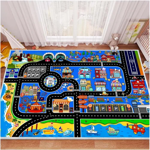 Miniatura 12 de Alfombra de coche para niños, alfombra de avión, alfombra de juego para autos de juguete, alfombra de pista de estacionamiento del aeropuerto