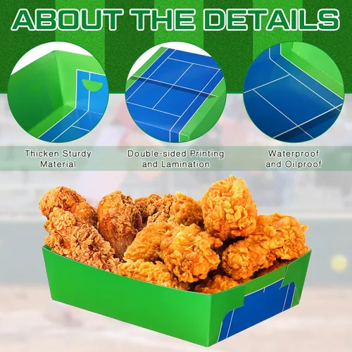 Miniatura 4 de Teling Paquete de 36 suministros para fiestas de tenis grandes de 5 libras, bandejas de papel, botes de comida y botes desechables, bandejas