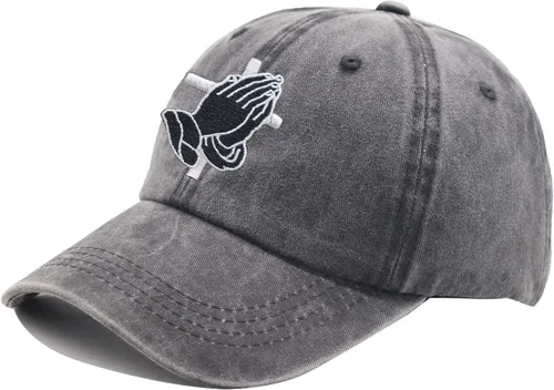 Miniatura 2 de Jesús Praying Hands Cross - Gorro de béisbol para hombres y mujeres, ajustable bordado