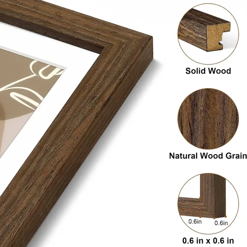 Miniatura 7 de Vittanly - Marco de fotos de 4 x 6 pulgadas de madera maciza con plexiglás, incluye paspartú de 3,5 x 5, para colgar en la pared o poner sobre una