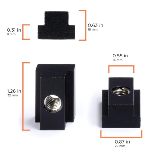 Miniatura 3 de THE CIMPLE CO - Tuercas de ranura en T para riel de cama compatibles con Toyota Tacoma y Tundra - Aluminio Negro, paquete de 10 - Roscado con rosca