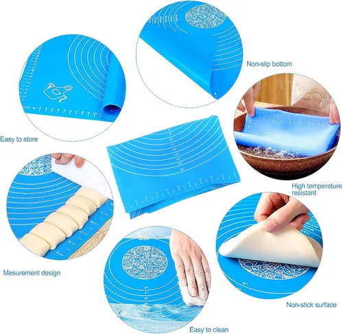 Miniatura 3 de Tapete de silicona para hornear de 27.6 x 19.7 pulgadas con medición, tapete antideslizante para repostería, tapete antiadherente para amasar masa