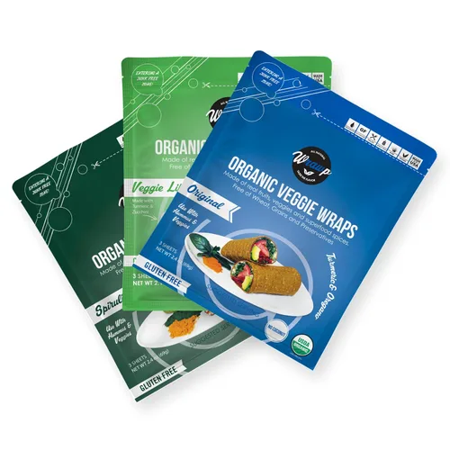 Miniatura 7 de WrawP Mini envolturas orgánicas para verduras – PICANTE (paquete de 3) ESTABLES EN ESTANTE, todo natural, sin gluten, paleo, vegano crudo. Perfecto