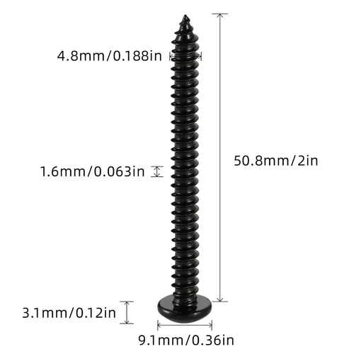 Miniatura 2 de Mellewell Tornillo autorroscante #4 x 1 de cabeza de cacerola, tornillos de chapa metálica de cabeza plana, tornillos de madera, acabado negro