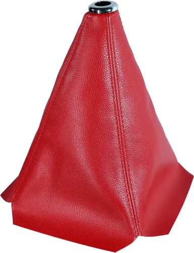 Miniatura 7 de Funda universal para pomo de cambio de coche, de piel PU, color negro, para cambio manual/automático (piel PU negra/costuras rojas)