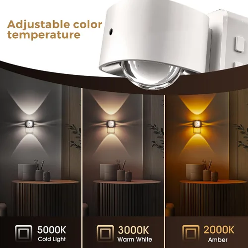 Miniatura 2 de L LOHAS LED Proyector de luz nocturna, luces nocturnas enchufables a la pared, 2000 K/3000 K/5000 K, luz nocturna de temperatura de color ajustable