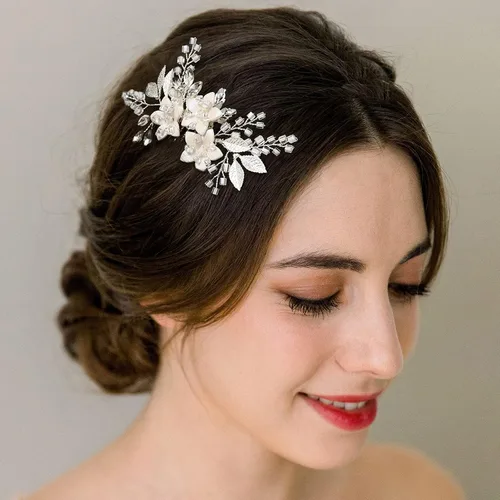 Miniatura 3 de SWEETV Peine de pelo de boda clip de cristal nupcial boda accesorios para el cabello para novias y damas de honor, plata