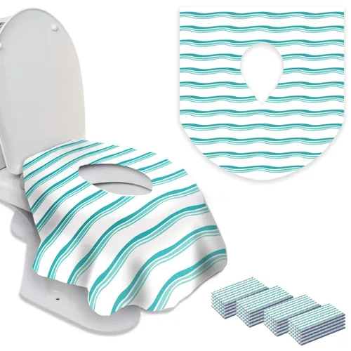 Miniatura 9 de 20 fundas de asiento de inodoro extragrandes desechables para niños y adultos, fundas de inodoro desechables para viajes, fundas de asiento de Ondas