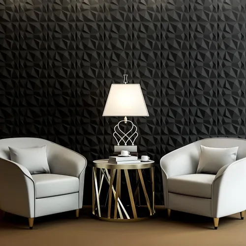 Miniatura 2 de Art3d Paneles decorativos de pared 3D con diseño de diamante, 12 x 12 pulgadas, negro mate para decoración del hogar y la oficina (paquete de 33)