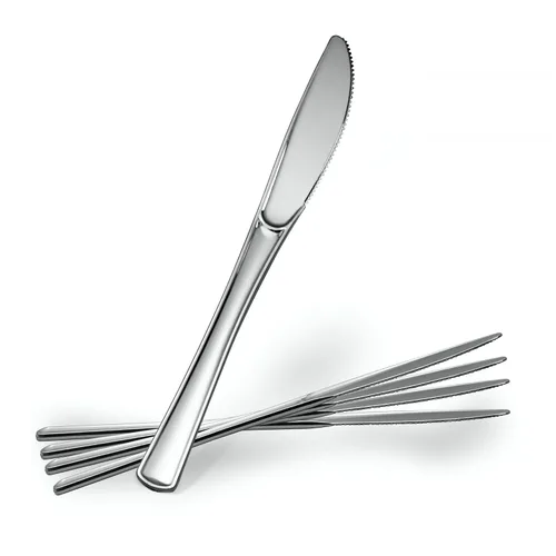Miniatura 10 de Plasticpro Tenedores desechables de plástico plateado resistente, cubiertos de plástico elegante que parecen cubiertos de plata real, utensilios