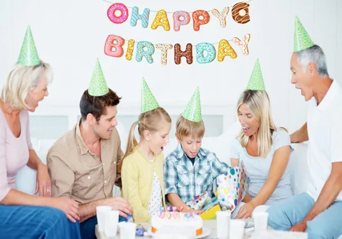 Miniatura 4 de Cartel de feliz cumpleaños con diseño de dona, fiesta de cumpleaños temática para niños, suministros de fiesta de cumpleaños y baby shower
