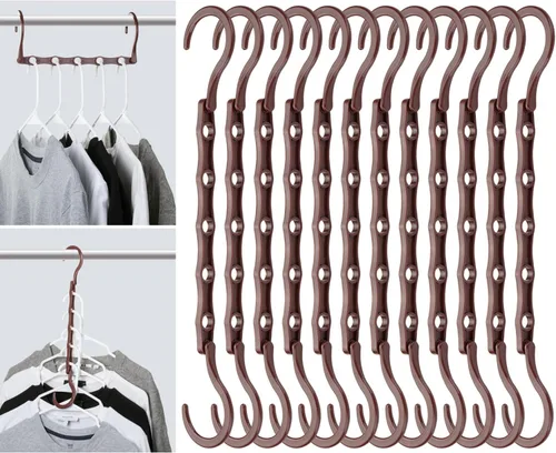 Miniatura 9 de Mr. Pen - Perchas de ahorro de espacio para ropa, 12 piezas, color negro, perchas de plástico para ropa que ahorran espacio, 5 ranuras, ganchos