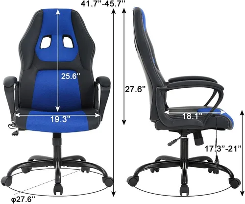 Miniatura 3 de Silla para videojuegos, sillón de oficina con masajeador, sillón de escritorio ergonómico, sillón de videojuegos de piel sintética y ajustable