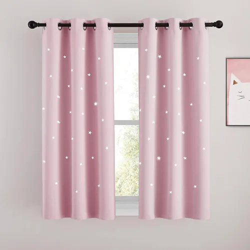 Miniatura 35 de NICETOWN Cortinas infantiles perforadas, cortinas marroquíes con estrellas azules para dormitorio de niñas, gruesas y suaves, para oscurecer la Azul