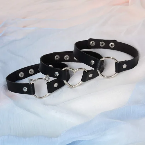 Miniatura 4 de Sinvini Gargantilla de cuero ajustable con corazón de amor punk PU collar gótico Egirl accesorios suave collar cadena para las mujeres