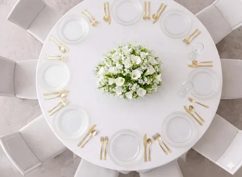 Miniatura 5 de Ocasiones" Paquete de 50 platos (25 invitados) - Juego de platos de plástico desechables para fiestas de boda pesados, cena de 25 x 10 pulgadas +
