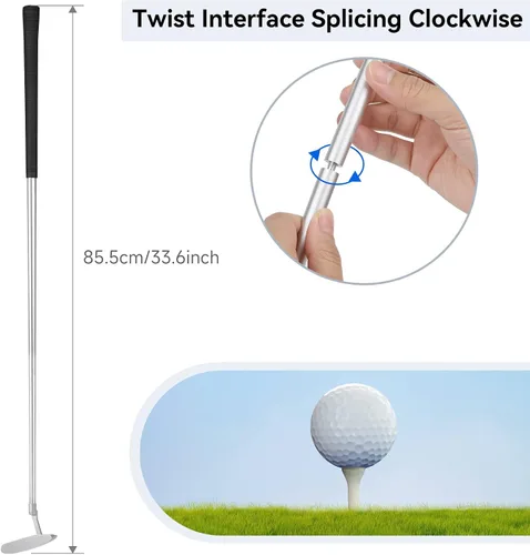 Miniatura 4 de Putters de golf, putters bidireccionales para hombres, mujeres, adultos, diestro/zurdo, juego de miniclub de golf para niños, adolescentes con 2